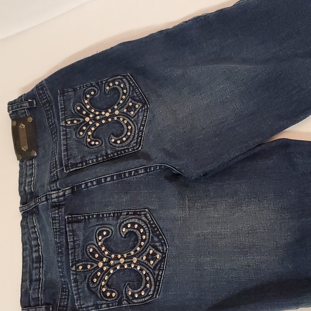SIZE 8/29 " WAIST LUXE FLUER DE LIS DENIM JEANS - Picture 4 of 9